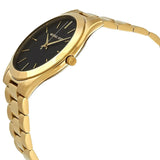 Michael Kors Slim Runway Quartz Black Dial Gold Steel Strap Watch For Men - MK8621