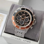 Michael Kors Bayville Chronograph Black Dial Silver Steel Strap Watch For Men - MK8725