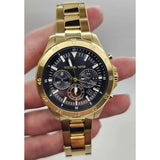 Michael Kors Greyson Chronograph Black Dial Gold Steel Strap Watch For Men - MK9108