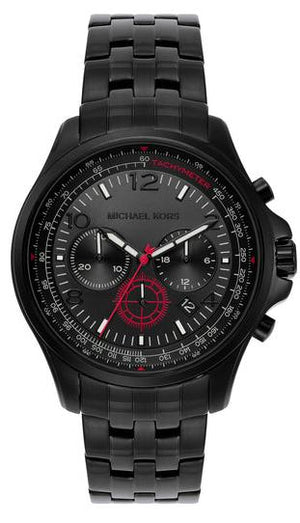 Michael Kors Pilot Chronograph Black Dial Black Steel Strap Watch For Men - MK9127