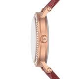 Michael Kors Corey Crystals Red Dial Red Leather Strap Watch for Women - MKO1025