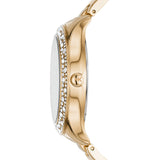 Michael Kors Liliane Mother of Pearl White Dial Gold Steel Strap Watch For Women - MK4555