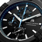 Maurice Lacroix Aikon Chronograph Limited Edition Black Dial Black Leather Strap Watch for Men - AI1018-PVB01-337-1