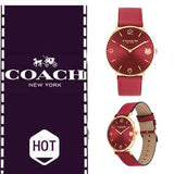 Coach Perry Red Dial Red Leather Strap Watch for Women - 14503867