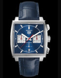 Tag Heuer Monaco Automatic Chronograph Blue Dial Blue Leather Strap Watch for Men - CBL2111.FC6453