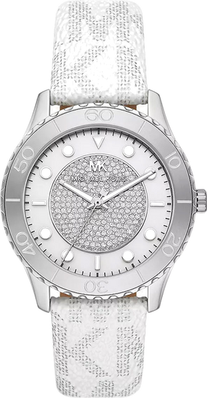 Michael Kors Runway Three Hand White Dial White Leather Strap Watch For Women - MK6998