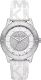 Michael Kors Runway Three Hand White Dial White Leather Strap Watch For Women - MK6998