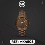 Michael Kors Slim Runway Brown Dial Brown Steel Strap Watch For Women - MK4508