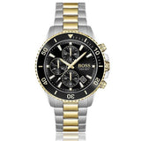 Hugo Boss Admiral Chronograph Black Dial Two Tone Steel Strap Watch for Men - 1513908