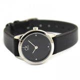 Calvin Klein Minimal Black Dial Black Leather Strap Watch for Women - K3M231CS