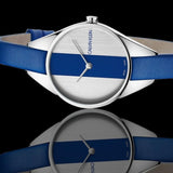 Calvin Klein Rebel Blue Silver Dial Blue Leather Strap Watch for Women - K8P231V6