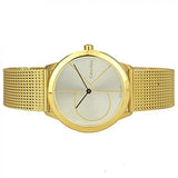 Calvin Klein Minimal Silver Dial Gold Mesh Bracelet Watch for Women - K3M22526