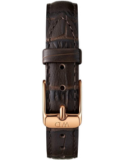 Daniel Wellington Classic Petite York Black Dial Brown Leather Strap Watch For Women - DW00100226