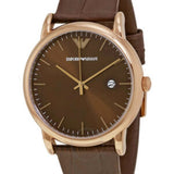 Emporio Armani Luigi Classic Brown Dial Brown Leather Strap Watch For Men - AR2503