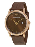 Emporio Armani Luigi Classic Brown Dial Brown Leather Strap Watch For Men - AR2503