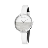 Calvin Klein Rise White Grey Dial White Leather Strap Watch for Women - K7A231L6