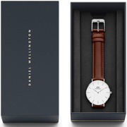Daniel Wellington Classic Petite St Mawes White Dial Brown Leather Strap Watch For Women - DW00100187