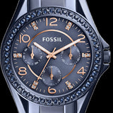 Fossil Riley Quartz Blue Dial Blue Steel Strap Watch for Women - ES4294