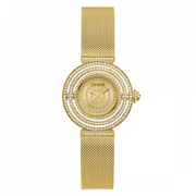 Guess Dream Quartz Gold Dial Gold Mesh Strap Watch For Women - GW0550L2