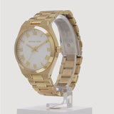 Michael Kors Lennox Three Hand Silver Dial Gold Steel Strap Watch For Women - MK7391