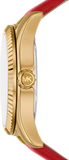 Michael Kors Lexington Three Hand Red Dial Red Leather Strap Watch For Women - MK4747