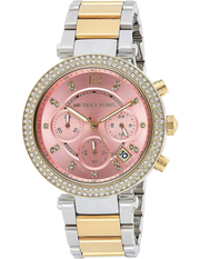 Michael Kors Parker Pink Dial Two Tone Steel Strap Watch for Women - MK6140