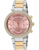 Michael Kors Parker Pink Dial Two Tone Steel Strap Watch for Women - MK6140
