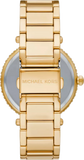 Michael Kors Parker Mother of Pearl White Dial Gold Steel Strap Watch For Women - MK4693