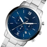 Fossil Neutra Chronograph Blue Dial Silver Steel Strap Watch for Men - FS5792