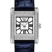 Emporio Armani Genni White Dial Blue Leather Strap Watch for Women - AR11718