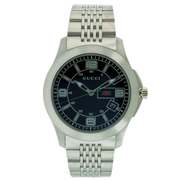 Gucci G Timeless Black Dial Silver Steel Strap Watch For Men - YA126201