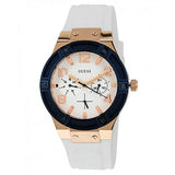 Guess Jet Setter White Dial White Rubber Strap Watch for Women - W0564L1