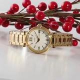 Guess Park Ave South Analog White Dial Gold Steel Strap Watch For Women - W0767L2