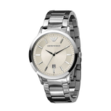 Emporio Armani Classic Quartz White Dial Silver Steel Strap Watch For Men - AR2431