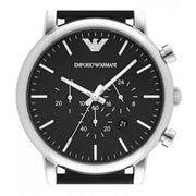 Emporio Armani Dress Analog Black Dial Black Leather Strap Watch For Men - AR8029