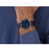 Emporio Armani Gianni T Bar Quartz Blue Dial Blue Leather Strap Watch For Men - AR11300