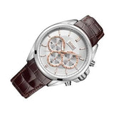 Hugo Boss Driver Quartz Silver Dial Brown Leather Strap Watch For Men - HB1512881