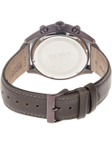 Hugo Boss Grand Prix Silver Dial Grey Leather Strap Watch for Men - 1513603