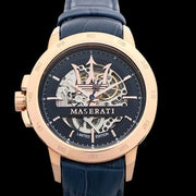 Maserati Automatic Blue Dial Blue Leather Strap Watch For Men - R8821119005