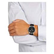 Tommy Hilfiger Brad Chronograph Black Dial Black Leather Strap Watch For Men - 1710391