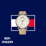 Tommy Hilfiger Kane White Dial Beige Leather Strap Watch for Men - 1710399