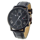 Tommy Hilfiger Alden Chronograph Black Dial Black Leather Strap Watch for Men - 1791310