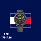 Tommy Hilfiger Briggs Black Dial Black Leather Strap Watch for Men - 1791426