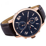 Tommy Hilfiger Alden Quartz Blue Dial Brown Leather Strap Watch for Men - 1791308