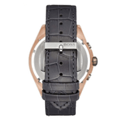 Hugo Boss Onyx Grey Dial Black Leather Strap Watch for Men - 1513366