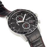 Hugo Boss Rafale Chronograph Black Dial Black Leather Strap Watch For Men - 1513390