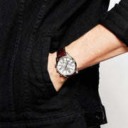 Hugo Boss Ikon Chronograph White Dial Brown Leather Strap Watch for Men - 1513175