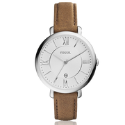 Fossil Jacqueline White Dial Brown Leather Strap Watch for Women - ES3708