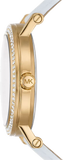 Michael Kors Corey Three Hand White Dial White Leather Strap Watch For Women - MK2985