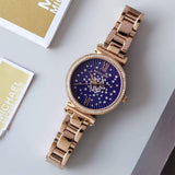 Michael Kors Sofie Analog Quartz Blue Dial Rose Gold Steel Strap Watch For Women - MK3971